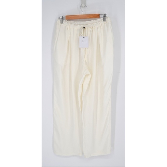 L'Academie Pants - NEW L'ACADEMIE Abi Drawstring Pants Relaxed Straight in White Women's S